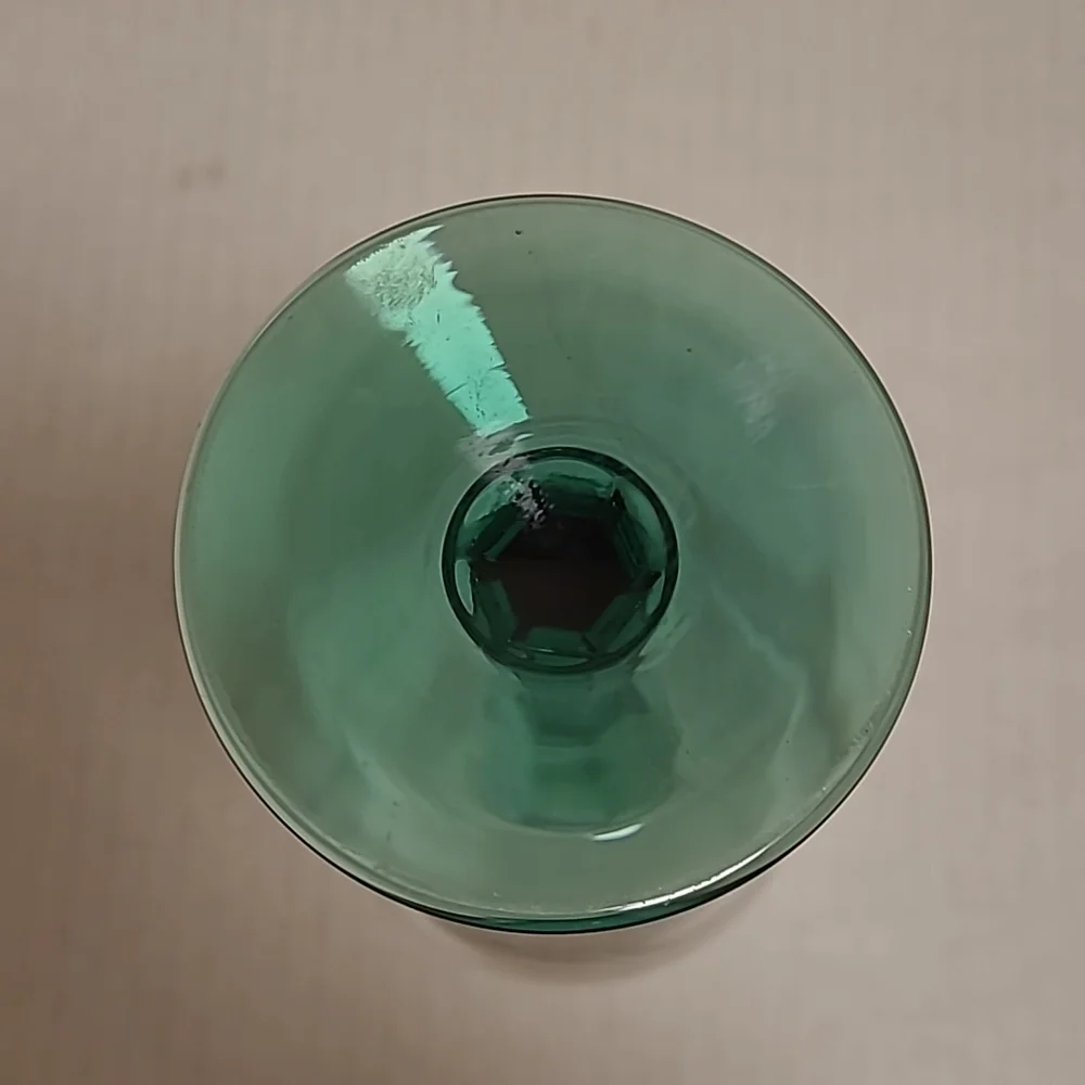 Pair of Vintage Green Stemmed Crystal Wine Glasses